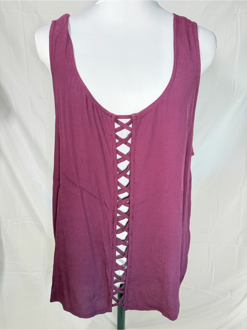 Forever 21+ Sleeveless Front See Thru Crisscross Sleeveless Top - Deep Plum